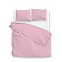 Dekbedovertrek Percale - Eenpersoons (140x220 cm) - Groen/ Roze/ Beige Percale katoen - Dessin: Effen - Zo!Home - Dekbed-Discounter.nl