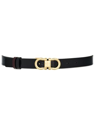 Ferragamo ceinture en cuir à boucle Gancini - Noir