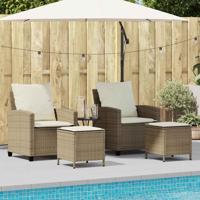 4-delige tuinbankset met kussens beige polyrotan