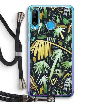 Tropical Palms Dark: Huawei P30 Lite Transparant Hoesje met koord