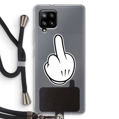 Middle finger white: Samsung Galaxy A42 5G Transparant Hoesje met koord
