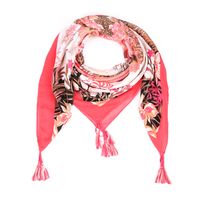 Sunset Fashion - Rood Sjaal Bloem - Maat One Size - thumbnail