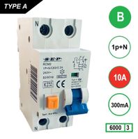 SEP Aardlekautomaat 10A B Kar 300mA 2 polig 36mm RCM2 Kema Keur 230V automaat en aardlek in een