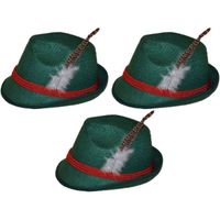 3x Groene bierfeest/oktoberfest hoed verkleed accessoire voor dames/heren   -