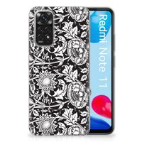 Xiaomi Redmi 10 | Redmi Note 11 4G TPU Case Black Flowers - thumbnail