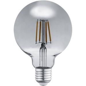 LED Lamp - Filament - Trion Globin - E27 Fitting - 6W - Warm Wit 3000K - Rookkleur - Aluminium