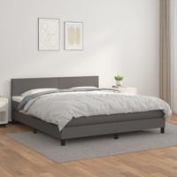 Boxspring met matras kunstleer grijs 180x200 cm