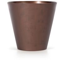 Kunststof bloempot/plantenpot 25 cm cortenstaal look/brons   - - thumbnail