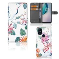 OnePlus Nord N10 | Telefoonhoesje | Met pasjeshouder | Bird Flowers