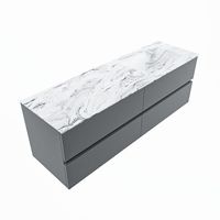 MONDIAZ VICA-DLUX 150cm badmeubel onderkast Plata 4 lades. Inbouw wastafel CLOUD rechts zonder kraangat, kleur Glace, en spiegel model SPOT - thumbnail