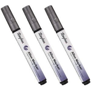 3x stuks zilveren marker stift met een dikke punt