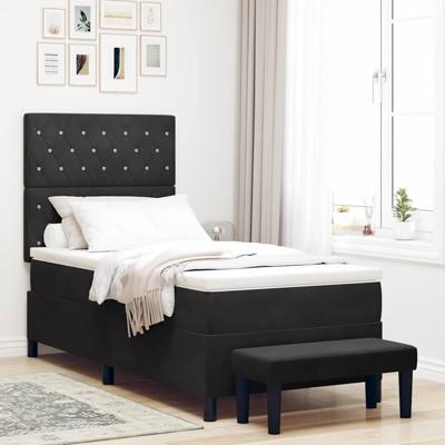 Boxspring Bed met Matras & Bank Zwart 100x200 cm Fluweel