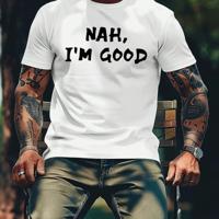 Bon&Bon Men's Graphic Slogan T-Shirt - Black Casual Round Neck Tee White / XL