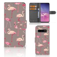 Samsung Galaxy S10 | Telefoonhoesje | Met pasjeshouder | Flamingo