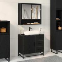 Badkamermeubelset met lade 2 pcs Zwart eiken 65 x 33 x 60 cm