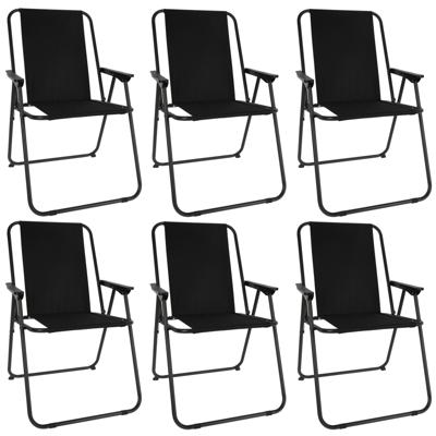 Redcliffs camping/strand stoel - 6x - aluminium - inklapbaar - zwart - L57 x B48 x H84 cm