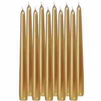 12x Lange kaarsen goud 25 cm 8 branduren dinerkaarsen/tafelkaarsen   -