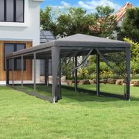 Partytent met 10 mesh zijwanden 3x12 m HDPE antracietkleurig Partytent met 10 mesh zijwanden 3x12 m HDPE antracietkleurig