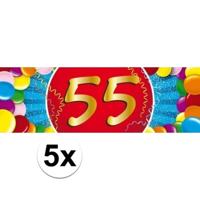 55 jaar leeftijd sticker - 5x - 19 x 6 cm - verjaardag - jubileum - versiering