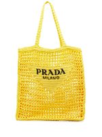 Prada Pre-Owned sac cabas en raphia à logo brodé (2022) - Jaune