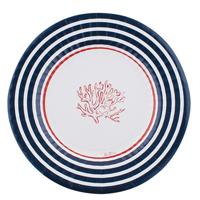 Feestbordjes/BBQ bordjes - 8x - nautisch/maritiem thema - strandfeest - rond - karton - 27 cm