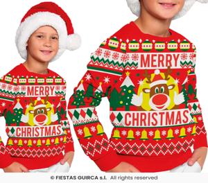 Foute Sweater Merry Christmas Rendier Rood Kind