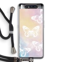 White butterfly: Samsung Galaxy A80 Transparant Hoesje met koord
