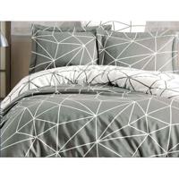 Beddengoedset - 1 dekbedovertrek 220 x 240 cm + 2 kussenslopen 60 x 60 cm - 100% versterkt katoen - Grijs
