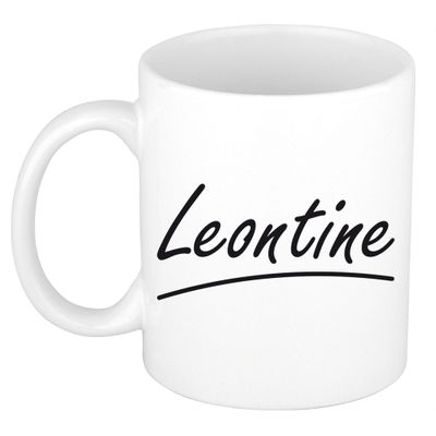 Naam cadeau mok / beker Leontine met sierlijke letters 300 ml