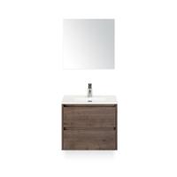 Dante Badmeubelset 60 cm - Tabacco - Keramische Wastafel Wit Cover - met Spiegel