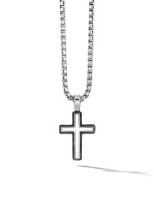 David Yurman pendentif Forged Carbon Cross en argent sterling