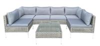 Lounge Meubels Outdoor Rattan Tuinlounge met Tafel en Kussens Zitgroep voor Tuin Terras Balkon