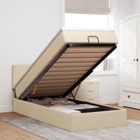 Ottoman bed met matras en LED's 90x190cm stof crèmekleurig