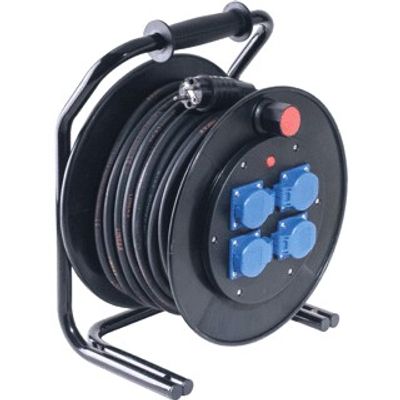 40 meter kabelhaspel 3x2,5mm² met 4 contactdozen 230V Keraf bouwhaspel dagelijks gebruik