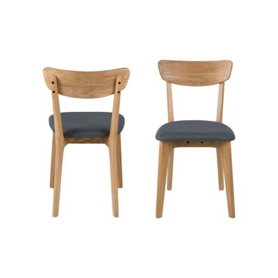 Leen Bakker - Eetkamerstoel Lysta - Stof - Donker (2 Stuks) - Stof/Hout - Grijs