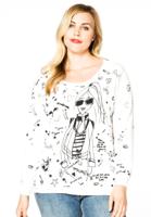 Yoek Sweater met print | Beige | Maat 58/60 Yoek Sweater met print | Beige | Maat 58/60