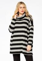 Yoek Pullover STRIPE | Zwart | Maat 46/48
