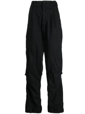 Hyein Seo pantalon en coton mélangé à boutonnière - Noir