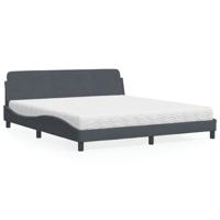 Bed met matras "Dover" fluweel donkergrijs 180x200 cm