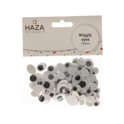 Wiebelogen/oogjes - wit/zwart - 100x stuks - knutselen / hobby plak oogjes