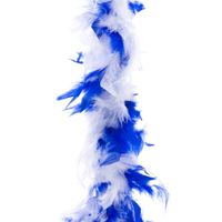 Carnaval verkleed veren Boa kleur blauw/wit mix 2 meter - thumbnail