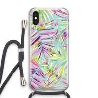 Tropical Palms Blue: iPhone X Transparant Hoesje met koord