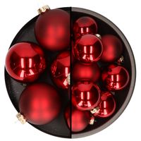 Othmar Decorations kerstballen - 10x st - donkerrood - glas - 8 en 10 cm - Kerstbal - thumbnail