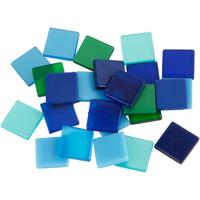 Creativ Company Mini mozaiek, afm 10x10 mm, dikte 2 mm, blauw/groen harmonie, 25 gr/ 1 doos