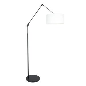 Steinhauer Vloer LeeslampPrestige Chic zwart met 40cm wit linnen lampenkap - 8114ZW