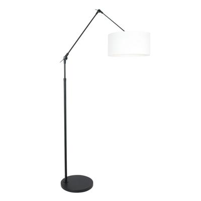 Steinhauer Vloer LeeslampPrestige Chic zwart met 40cm wit linnen lampenkap - 8114ZW