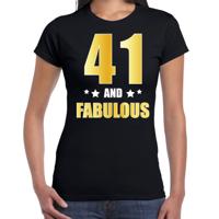 41 jaar and fabulous tekst - verjaardag cadeau t-shirt - zwart - voor dames