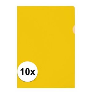 10x Insteekmap geel A4 formaat 21 x 30 cm   -