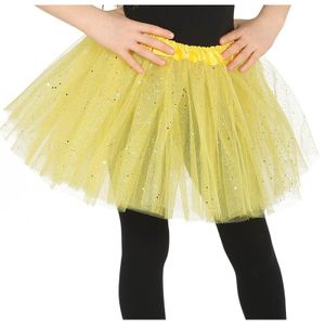 Petticoat/tutu verkleed rokje geel glitters 31 cm voor meisjes   -