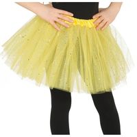 Petticoat/tutu verkleed rokje geel glitters 31 cm voor meisjes   - - thumbnail